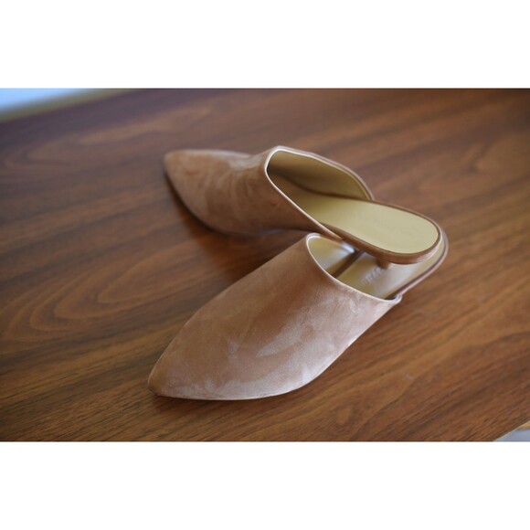 Jenni Kayne Kitten Heel Mules Oiled Suede Walnut 40 NWOB Tan beige - Picture 6 of 9